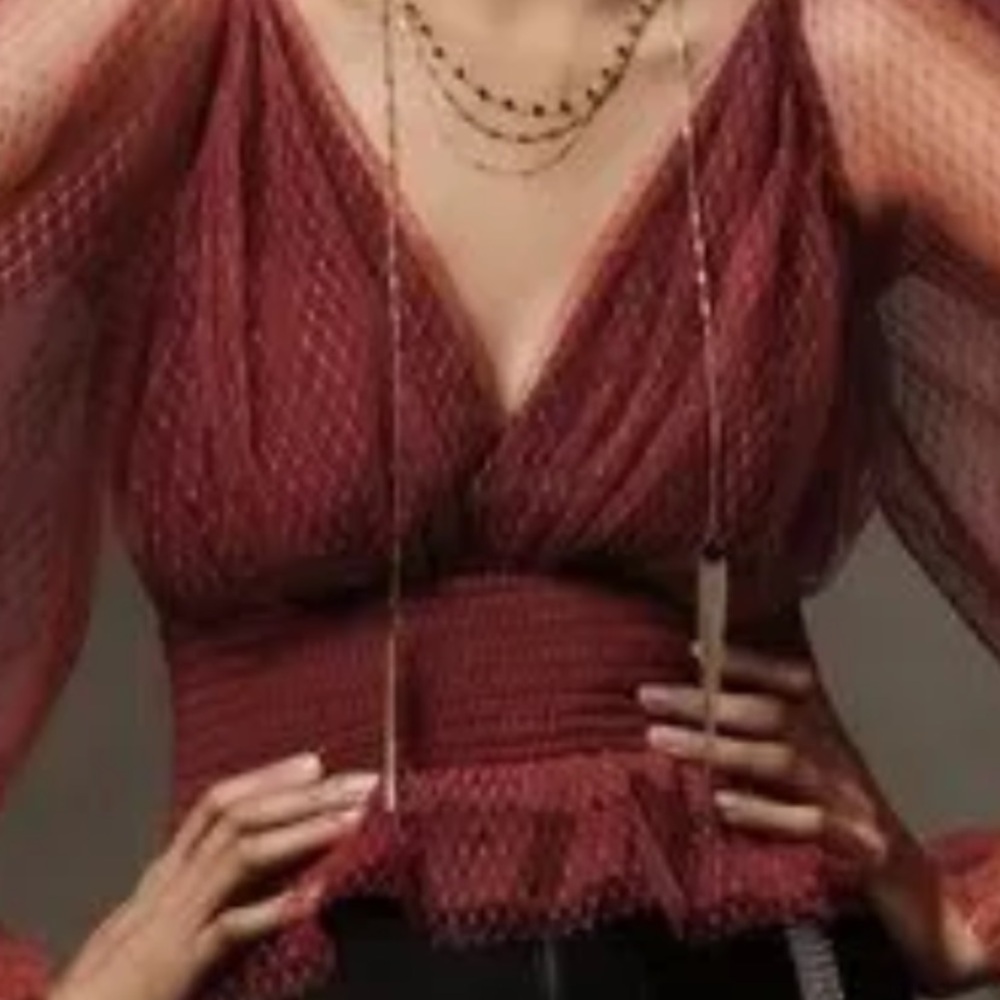 Anthropologie Tulle, burgundy blouse